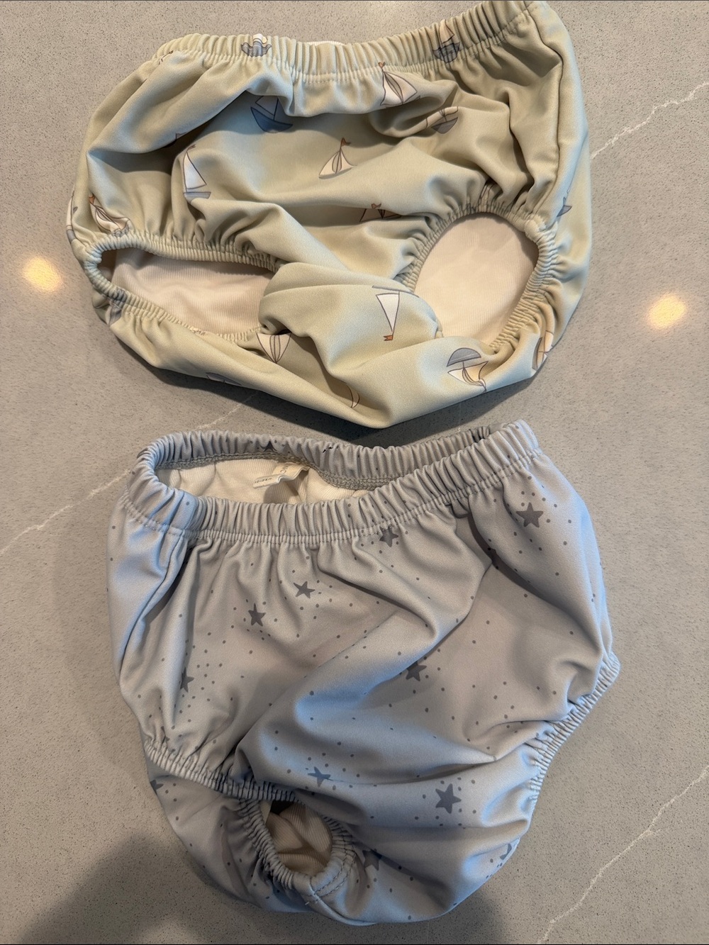 Quincy Mae Swim Diaper Covers in Cream & Light Gray